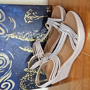 Kelly & Katie Wedge Sandals with Rhinestones